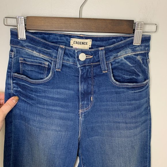 L’agence Marguerite High Rise Skinny Dark Vintage Jeans 23 - Picture 3 of 6